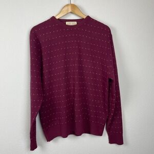 Lord Jeff Men's‎ Sweater L 70s Vintage Orlon Wool Blend Crewneck Maroon USA